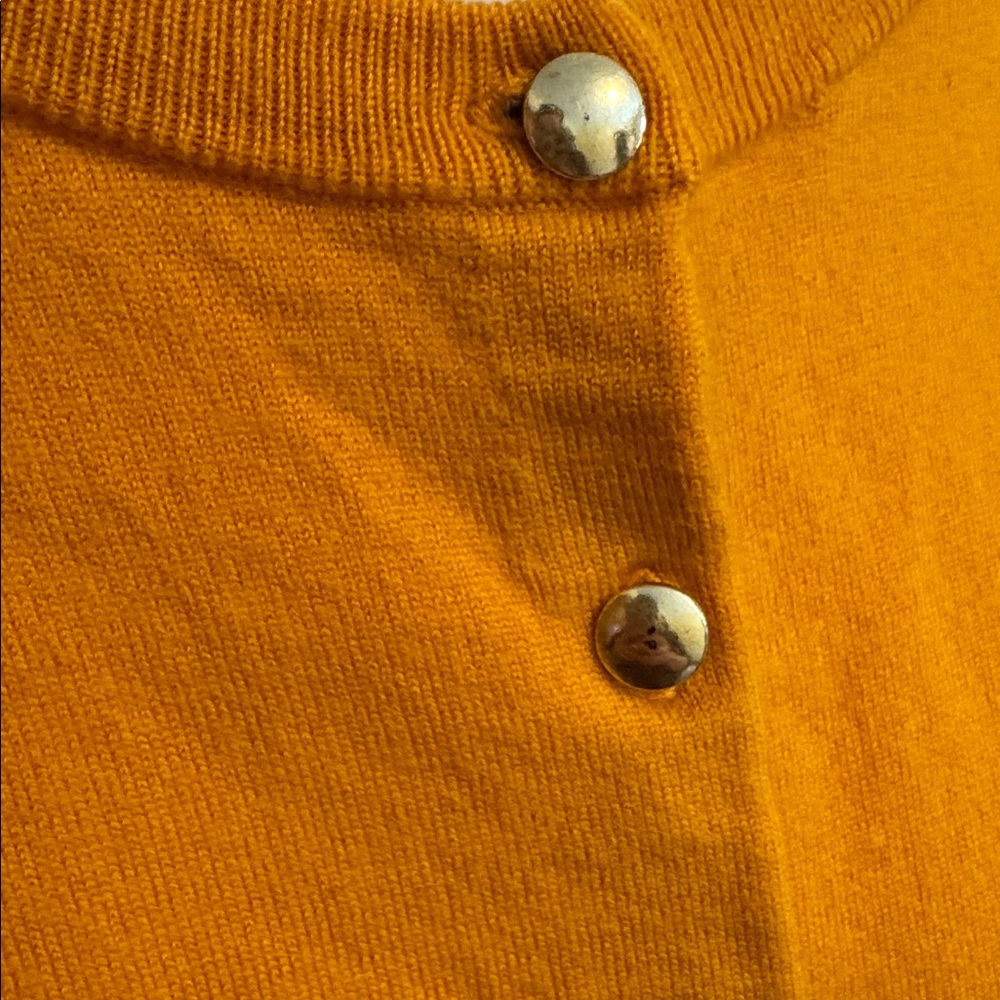 Banana Republic Vibrant Yellow Extra Fine Merino Cardigan Sweater Size M - Picture 3 of 10